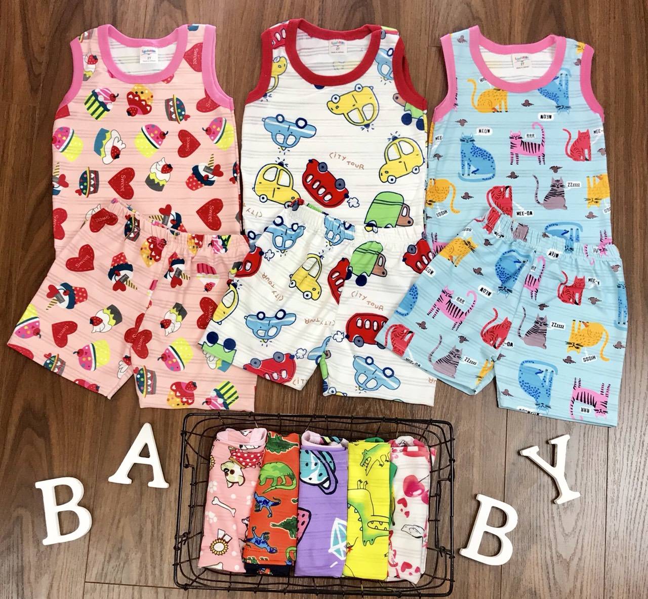 [6-16KG] COMBO 4 BỘ BA LỖ MẶC HÈ CHO BÉ TRAI BÉ GÁI