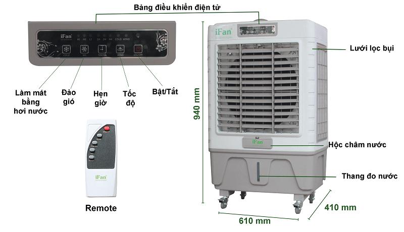 [Trả góp 0%]Quạt Làm Mát Hơi Nước Có Remote IFAN-550