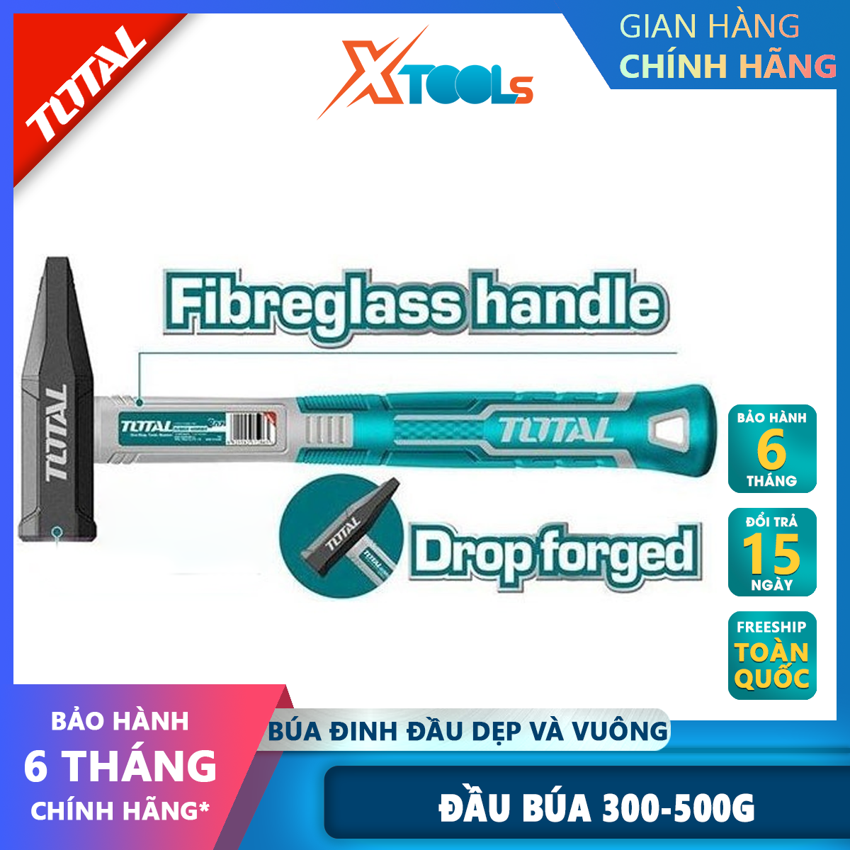 Total square and flat head hammer | 45 # carbon steel riveting hammer weight 300500G, heat resistant riveting, Xtools riveting