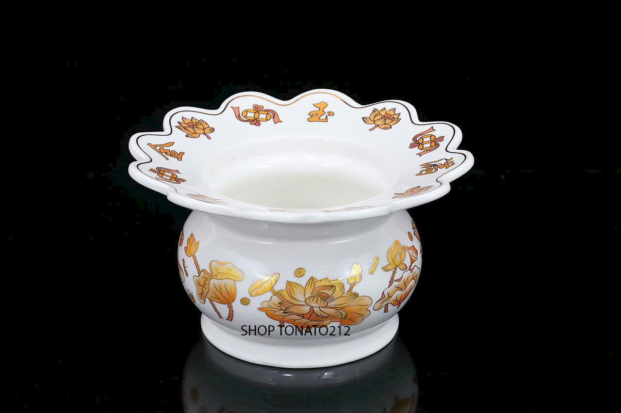 BỘ THỜ CÚNG GỐM SỨ HOA SEN VÀNG ĐỦ BỘ, ĐỦ SIZE