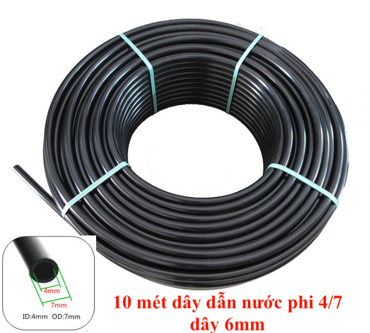 10 mét dây dẫn nước phi 4/7 ( dây 6mm ) cho hệ thống tưới cây, tưới lan, phun sương làm mát