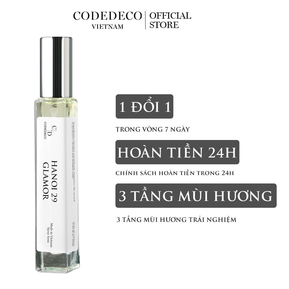 Tinh dầu nước hoa CODEDECO Hanoi 29 Glamor 10ml, thanh lịch, tinh tế
