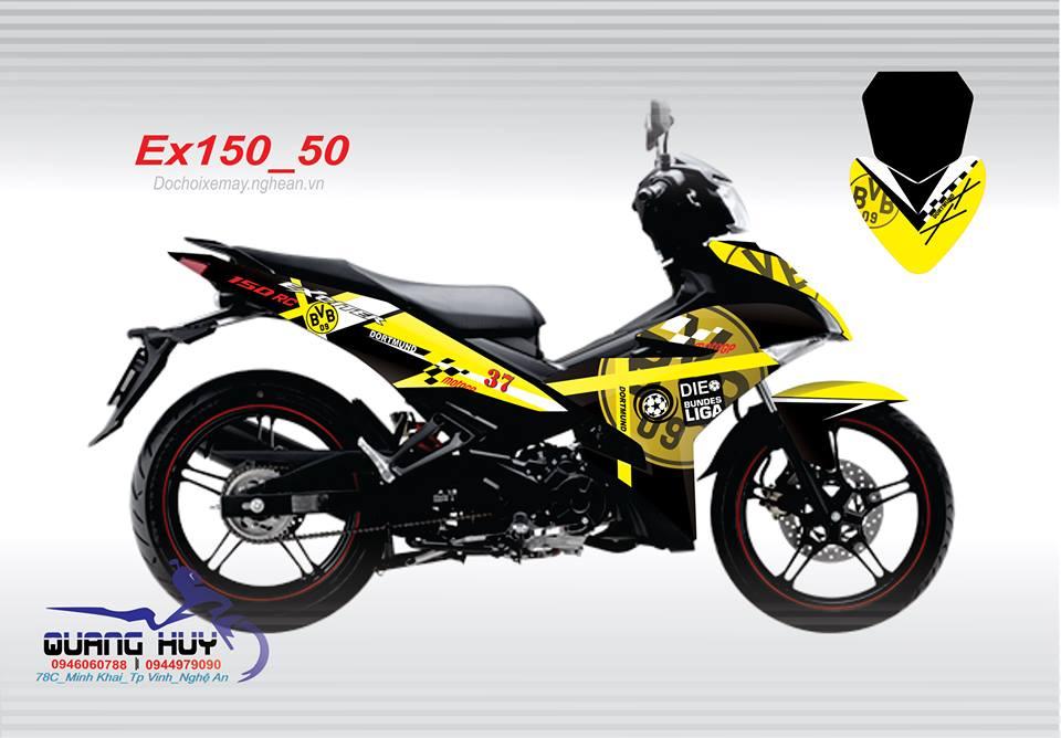 tem trùm xe máy Exciter 150 đen sọc vàng,tem exciter 150, team trùm exciter 150, tem xe exciter 150, team trùm ex 150, team xe exciter 150 đen sọc vàng