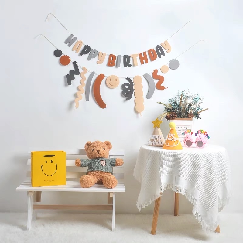 Set sinh nhật hàn quốc , dây cờ trang trí sinh nhật