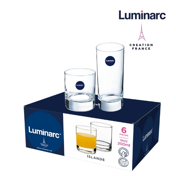 Bộ 6 Ly Thuỷ Tinh Thấp Luminarc Islande 200ml - LUIS19122