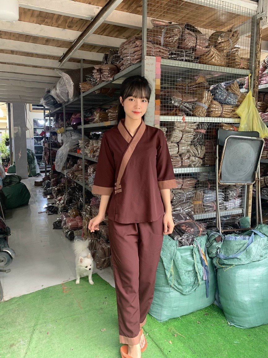 Đồ Lam Nữ Đi Chùa mẫu 3 nút