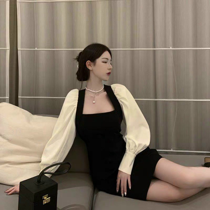 Đầm body tay cài nút-QH#damnu