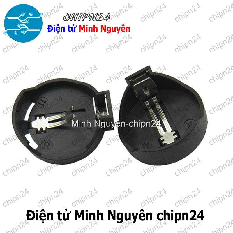 [3 cái] (F138.1) Đế Pin CR2032 DIP Nhựa Đen, Đế pin CMOS - HH000605