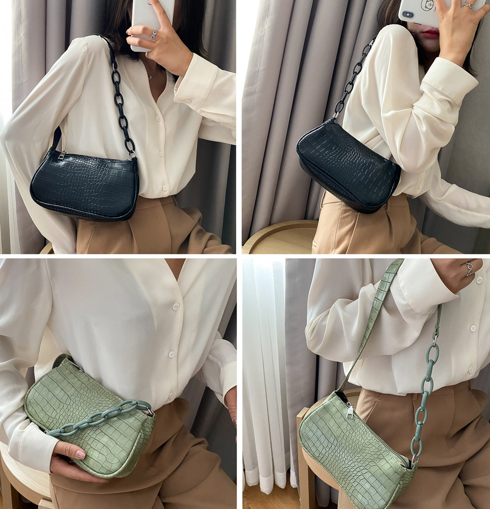 Túi Kẹp Nách Phối Dây Xích Vân Da - 100style
