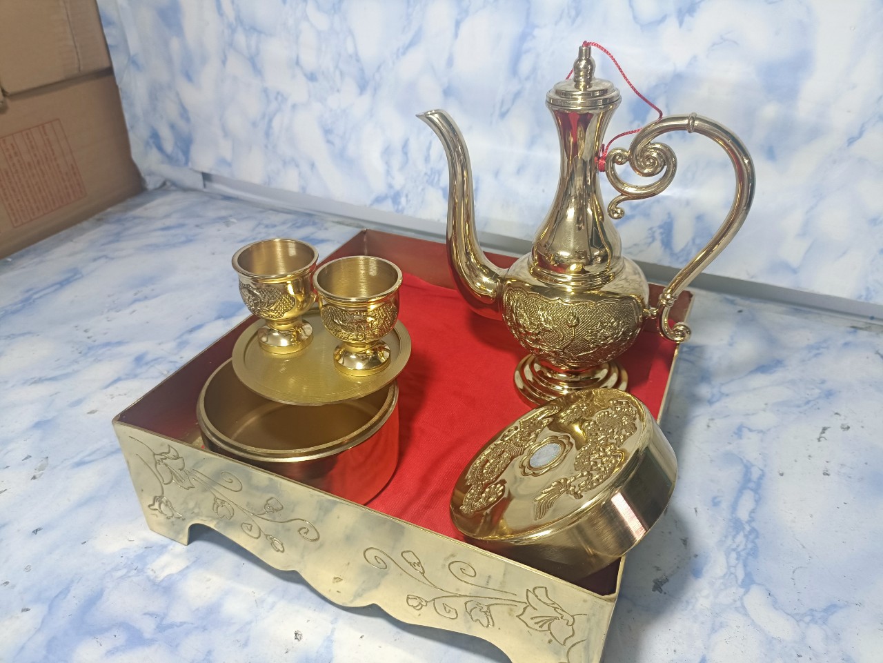 [Đồng] Bộ khay trầu hỏi cưới bằng đồng sang trọng