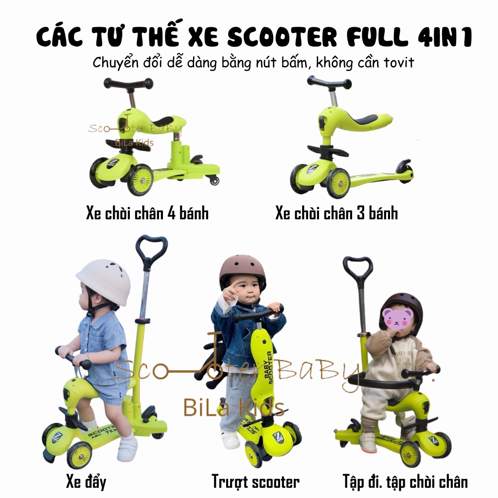 Xe Scooter Cho Bé Zinbang 3In1 Có Tay Đẩy, Vòng Bảo Vệ, Trượt Chòi Chân Tập Đi Từ 1-5 Tuổi, Scoot And Ride, Đèn Bánh Xe