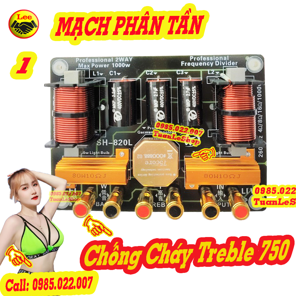 Mạch phân tần chống cháy treble 750 - 1 bass + 1 trep sh-820l giá 01 mạch - phân tần có bảo vệ treble