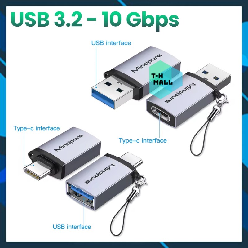 USB 3.2 / 3.0 Đầu chuyển đổi adapter USB otg Type A sang USB Type C tốc độ cao Sạc Và truyền dữ liệu 10Gbps Laptop Điện thoại