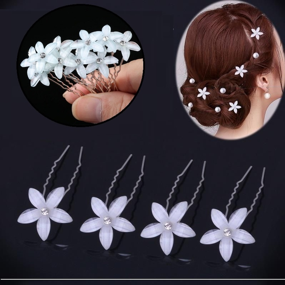 Trâm cài tóc pha lê 5 cánh nhọn đính đá