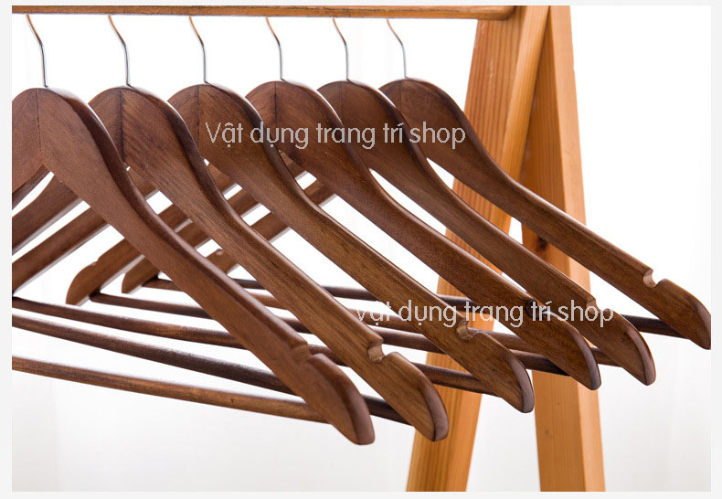 Móc Gỗ Treo Quần Áo Thanh Ngang 44.5cm ( Bộ 10 móc )