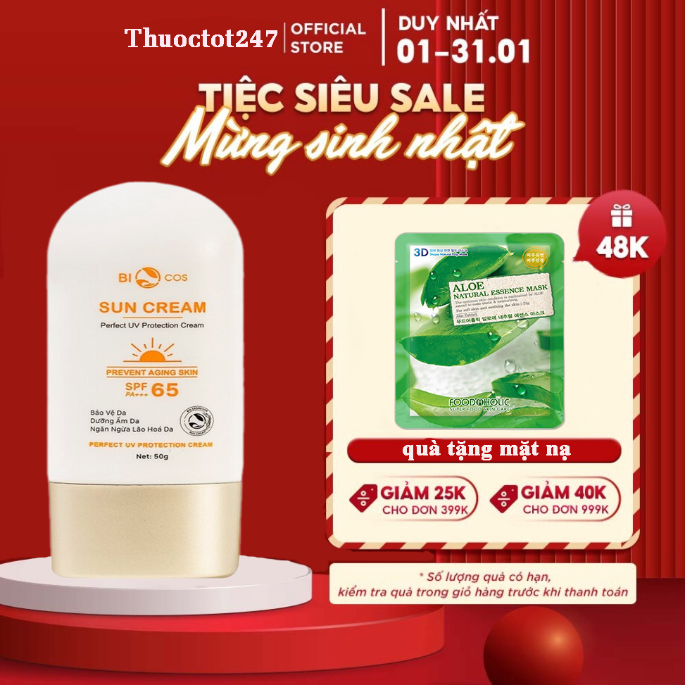 Kem chống nắng sun cream biocos spf 65 pa+++