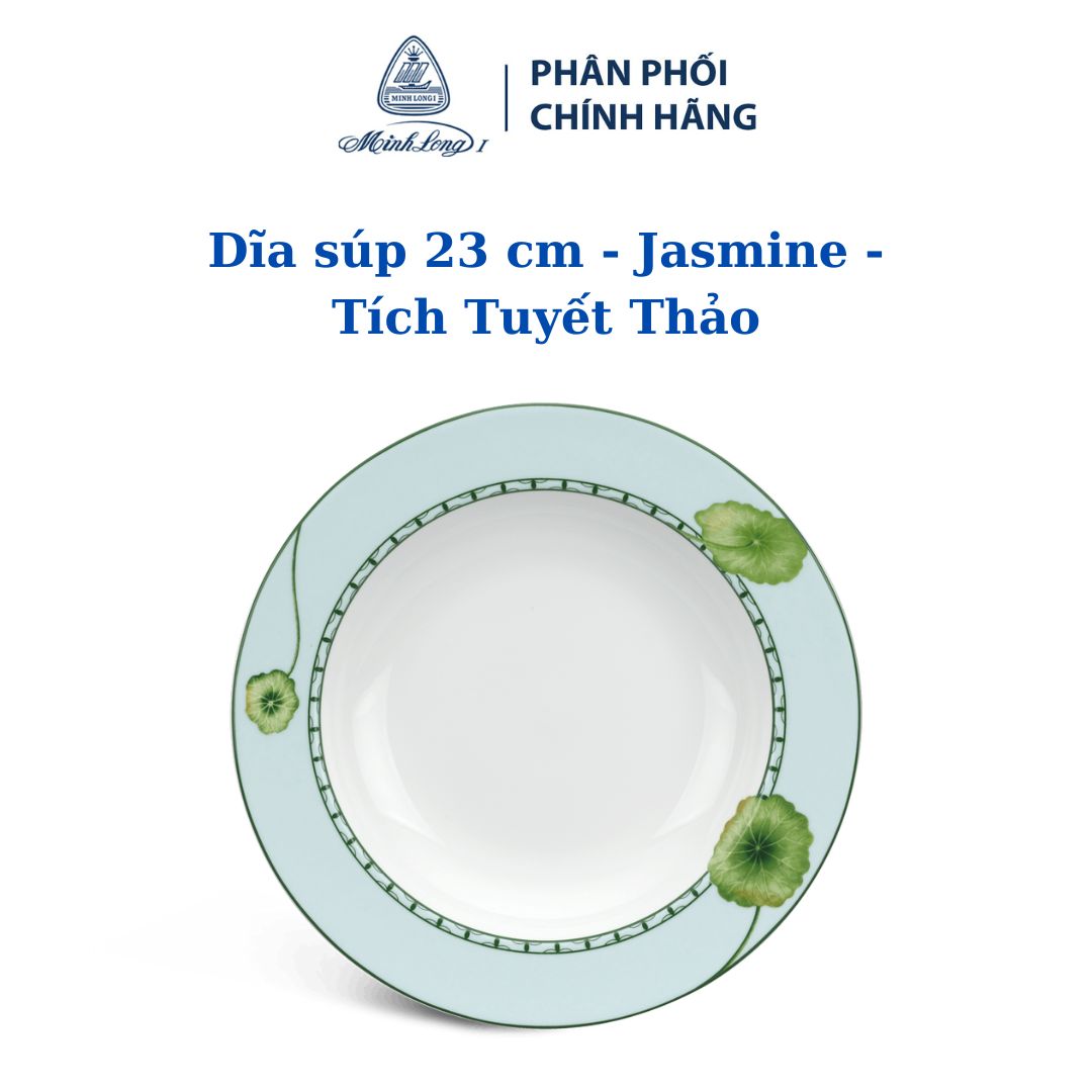 Dĩa súp 23 cm - jasmine - tích tuyết thảo - gốm sứ cao cấp minh long
