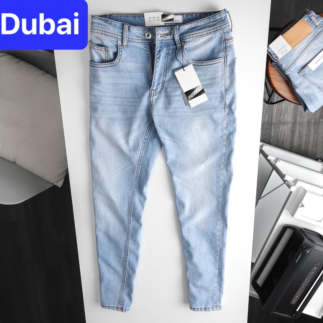 QUẦN JEAN NAM CHẤT BÒ XANH TRƠN NHẬT BẢN THOÁNG MÁT, CHẤT LƯỢNG CAO, CO GIÃN NHẸ HOT TREND DB-5678 - DUBAI FASHION