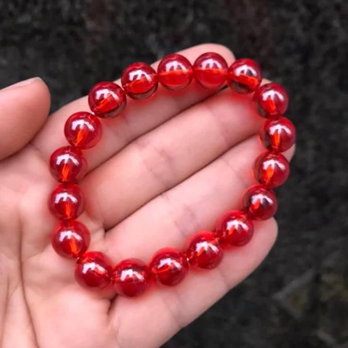 [HCM]VÒNG TAY ĐÁ TOPAZ ĐỎ THIÊN NHIÊN - 10LY