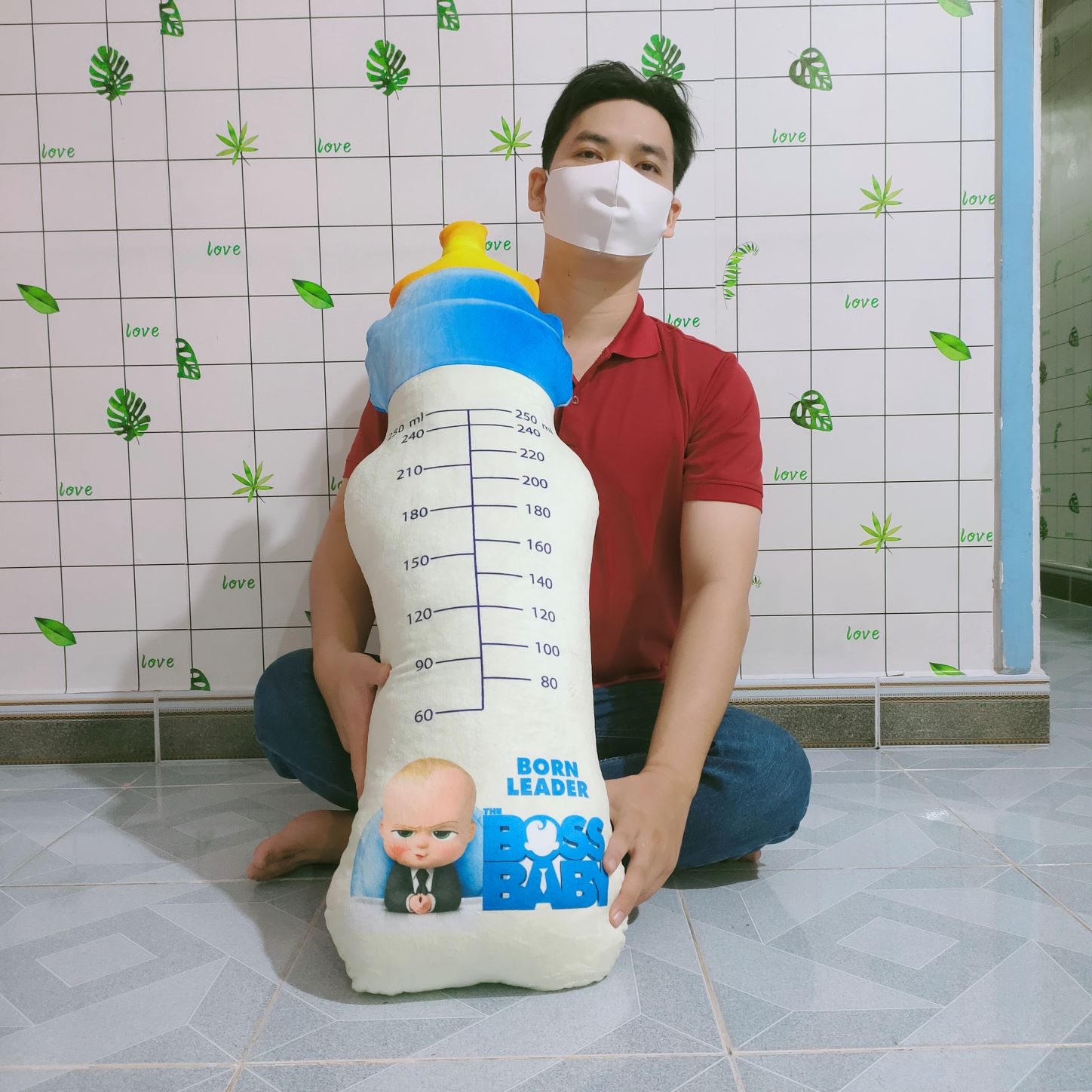 BỘ QUÀ TẶNG PHÒNG NGỦ CHO BÉ HÌNH BÌNH SỮA PHIM NHÓC TRÙM VẢI NHUNG MỊN AN TOÀN CHO BÉ