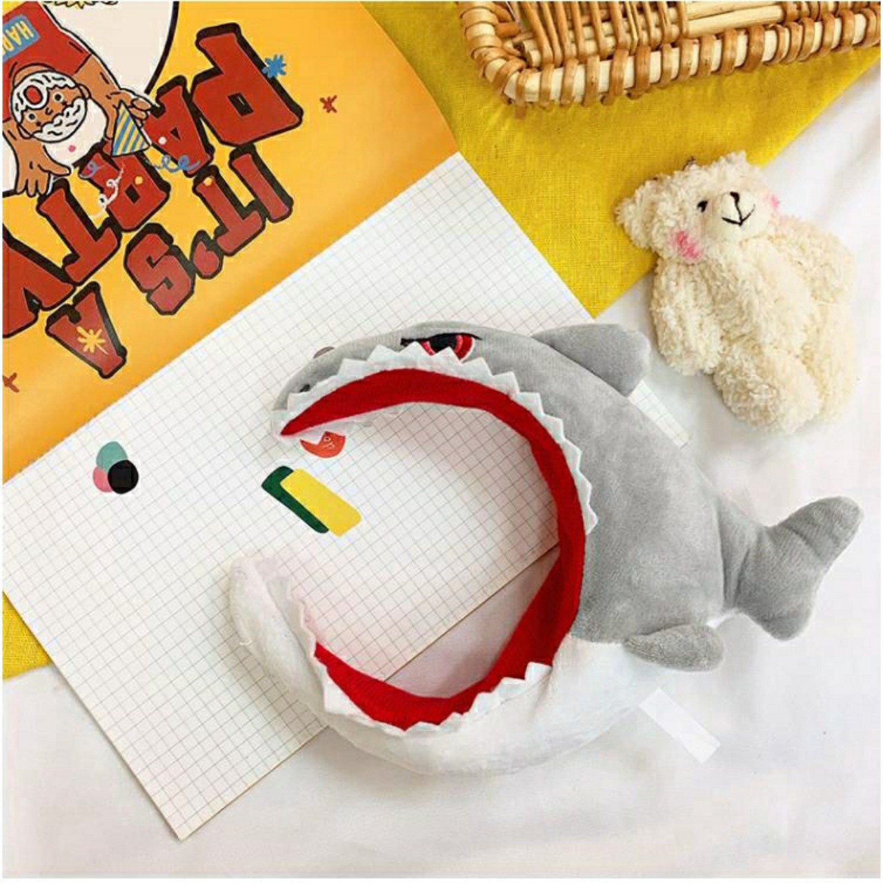 Wide mouth shark headband