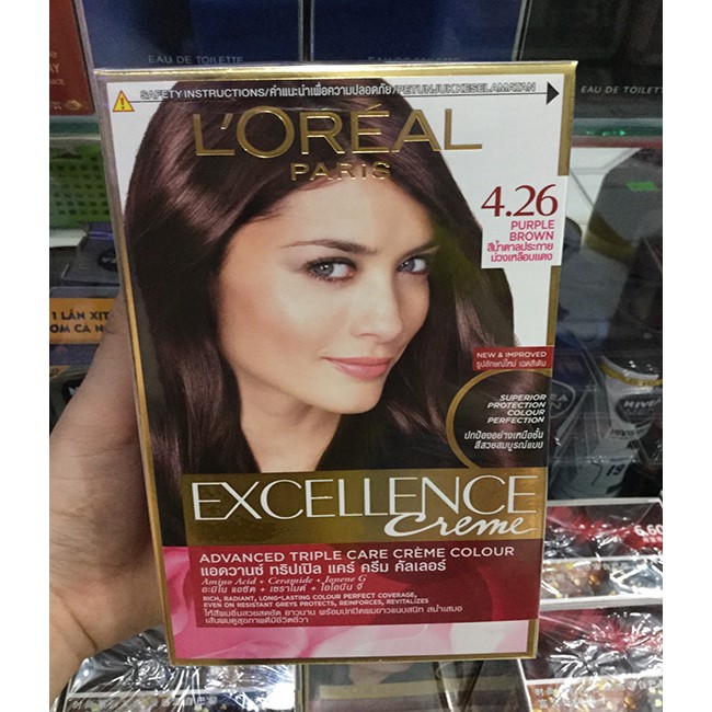 [HCM]Thuốc nhuộm tóc Loreal Exc Creme #4.26 Nâu tím ánh đỏ 172ml