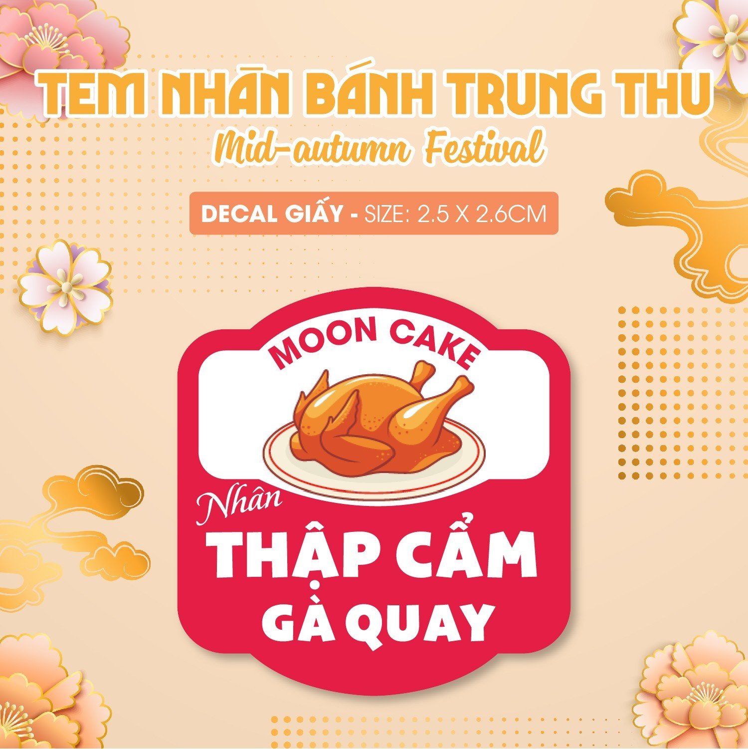 Tem Dán mẫu Hình - Nhãn Dán Nhân Bánh trung thu - Mới