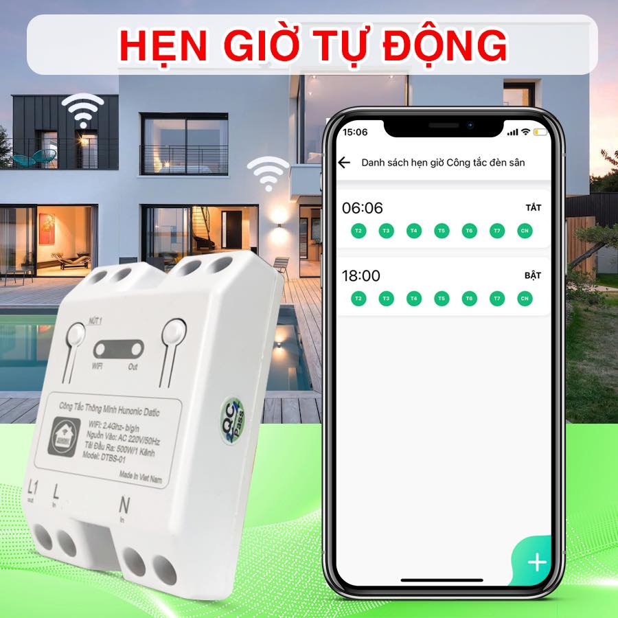 Công tắc thông minh Wifi Hunonic Datic việt nam sản xuất hoàn toàn