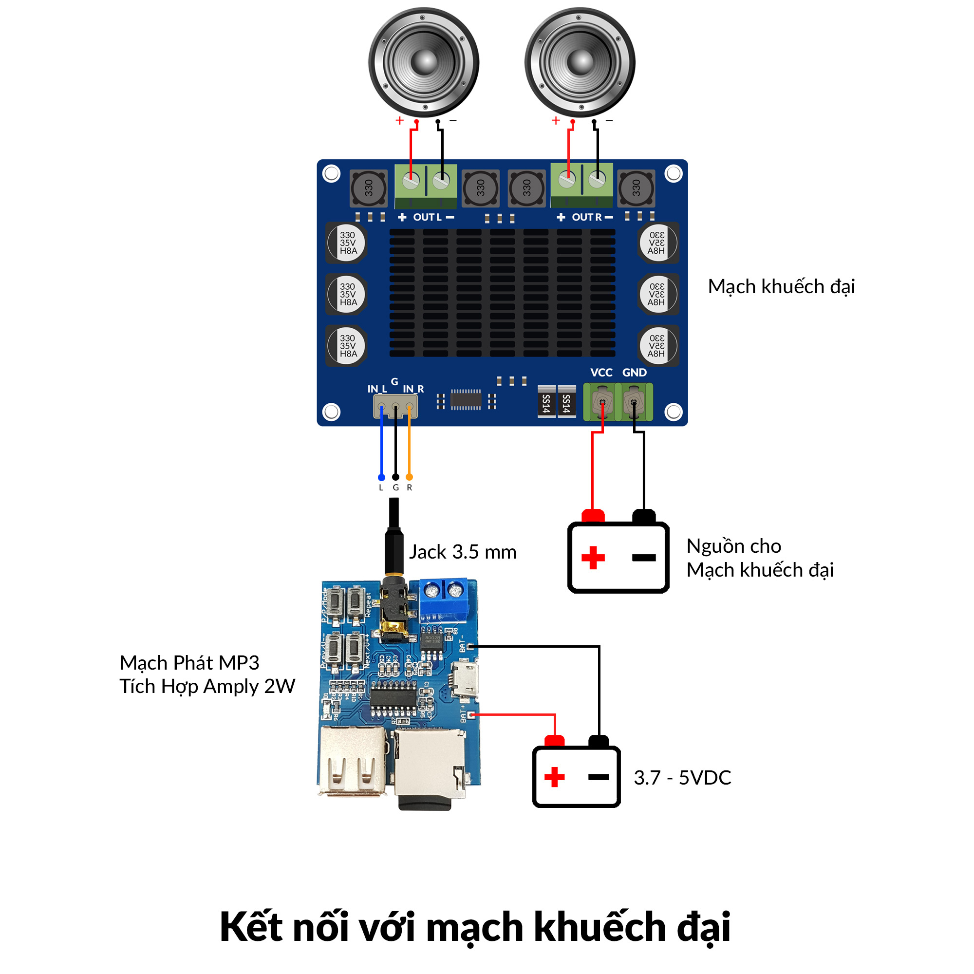 Mạch Phát MP3 Tích Hợp Amply 2W