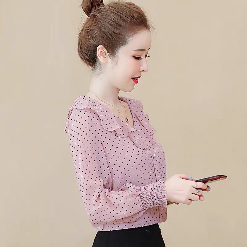 ÁO KIỂU CHẤM BI CỔ TIM NGOCTRANSHOP - NT6371