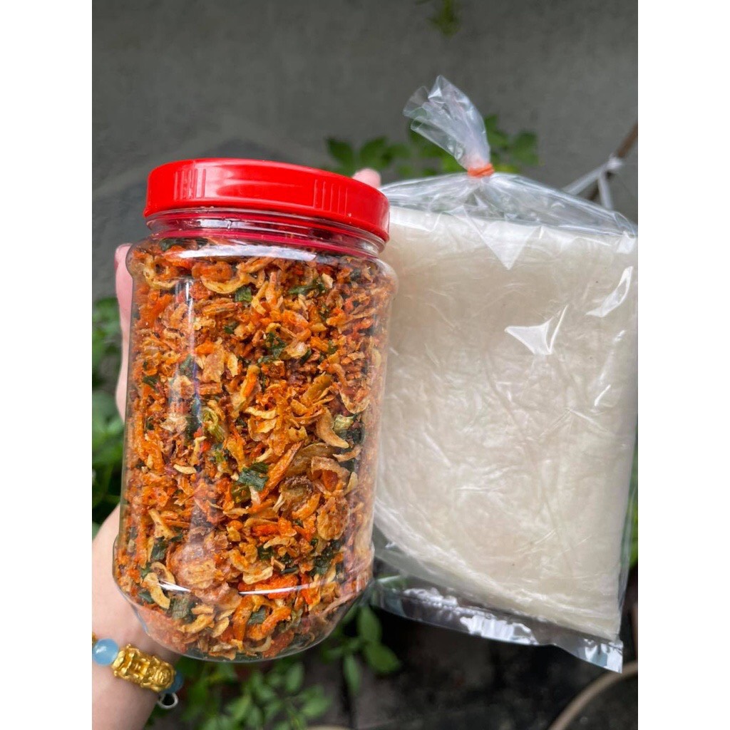 muối tôm hành phi 200g dùng ăn với bánh tráng
