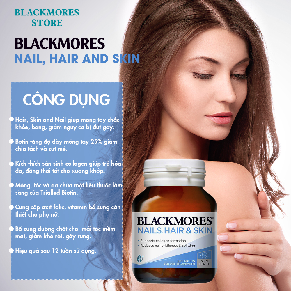 Combo 2 lọ bổ sung dưỡng chất chăm sóc toàn diện tóc da móng Blackmores