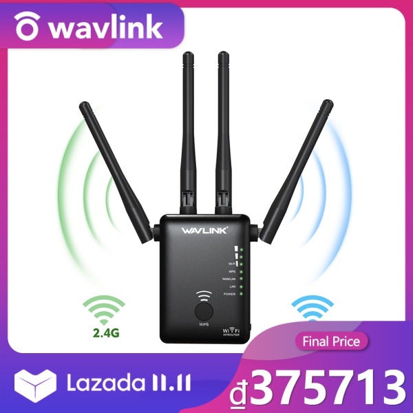Wavlink AC1200 Không Dây Repeater Tăng Cao Kép Phạm Vi Mở Rộng và Router, tăng cường tín hiệu Hỗ Trợ 802.11ac (300 Mbps + 867 Mbps) nút WPS Với 4 Ăng Ten Ngoài-Đen-quốc tế(EU Plug)