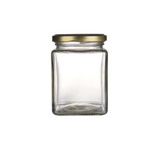 10 Hũ thuỷ tinh vuông nắp thiếc (vàng/đen) 280ml