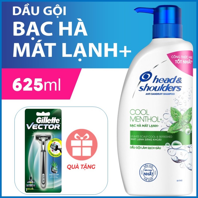 COMBO Head&Shoulders Bạc hà 625ml tặng 1 Cán Gillette Vector giá rẻ