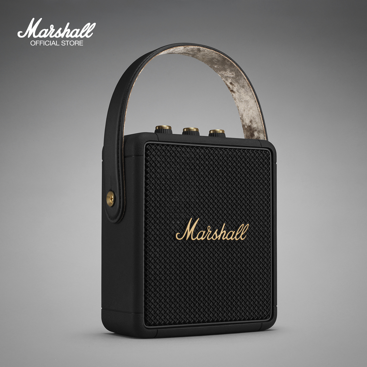 Marshall Stockwell II Portable Bluetooth Speaker, Black and Brass