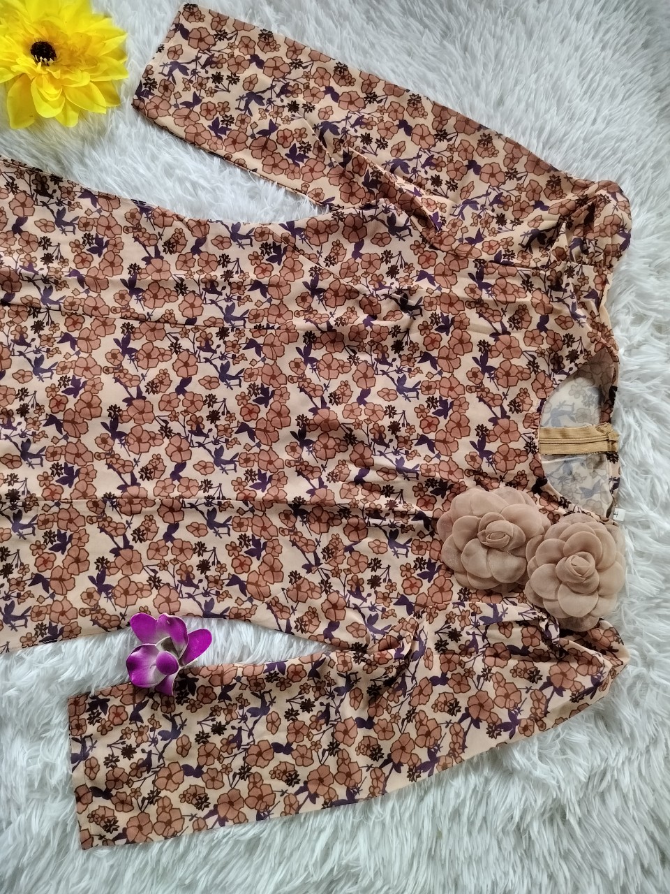 ÁO DÀI CHIFON IN THÊU HOA CAO CẤP 2 TÀ