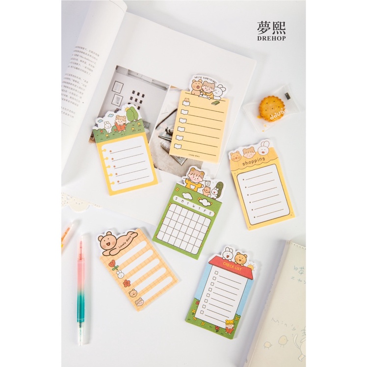 30 TỜ GIẤY NOTE CHỦ ĐỀ HOẠT HÌNH DỄ THƯƠNG