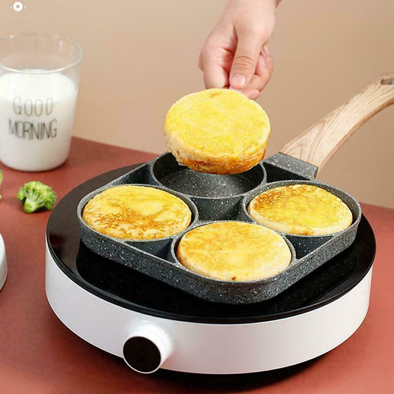 Khuôn Chảo Rán Trứng 4 Lỗ Tròn Loại Dày Hợp Kim Nhôm Đa Năng