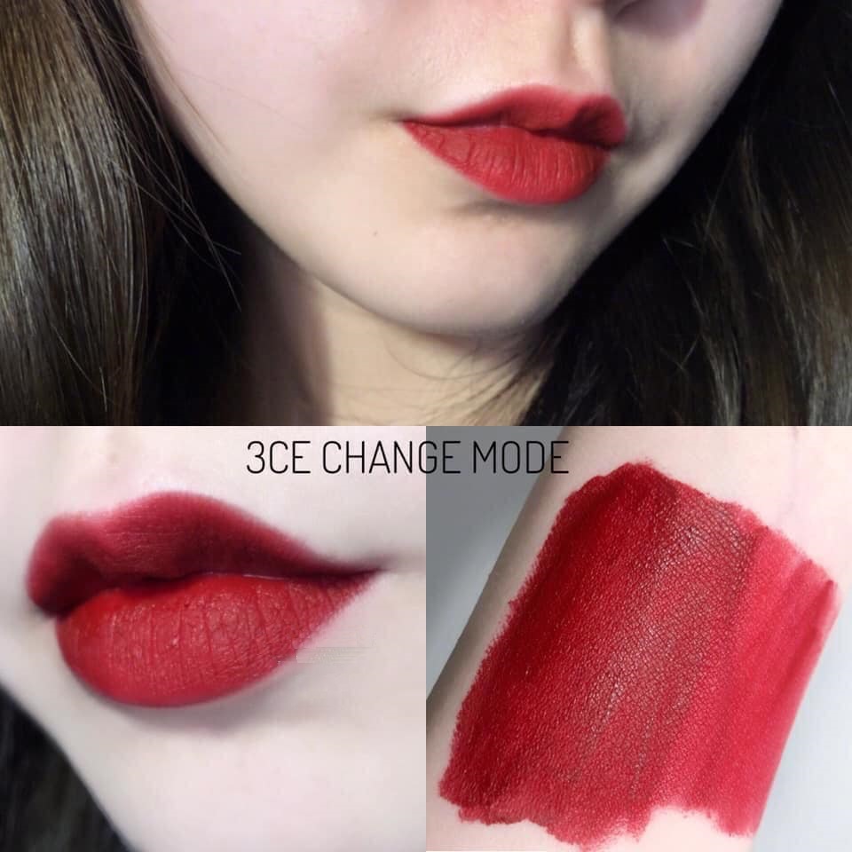 son 3CE soft lip lacquer màu đỏ lạnh change mode