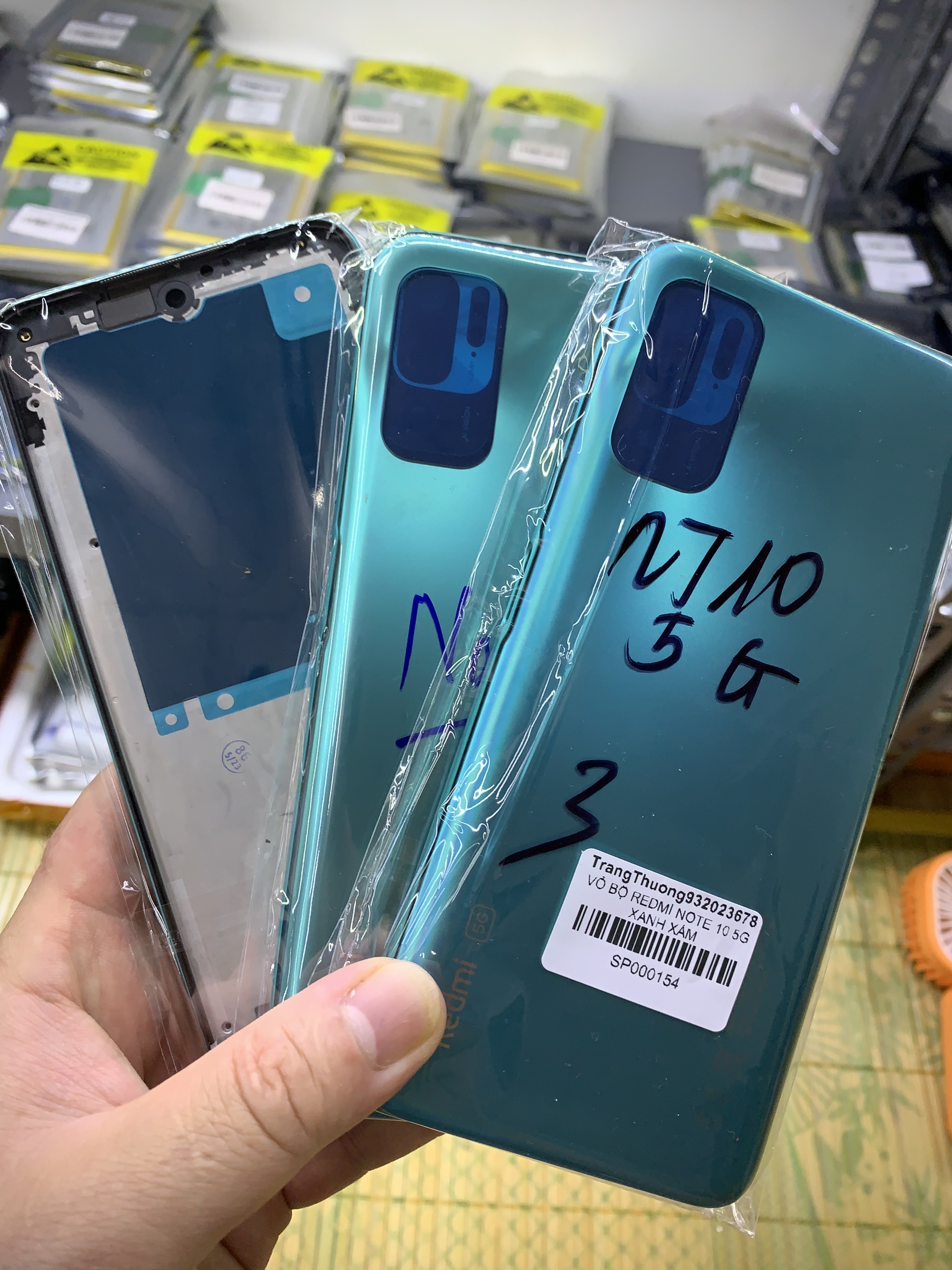 Bộ vỏ điện thoại zin hãng xiaomi redmi note 10 5G gồm xương, sườn, lưng, phím bấm