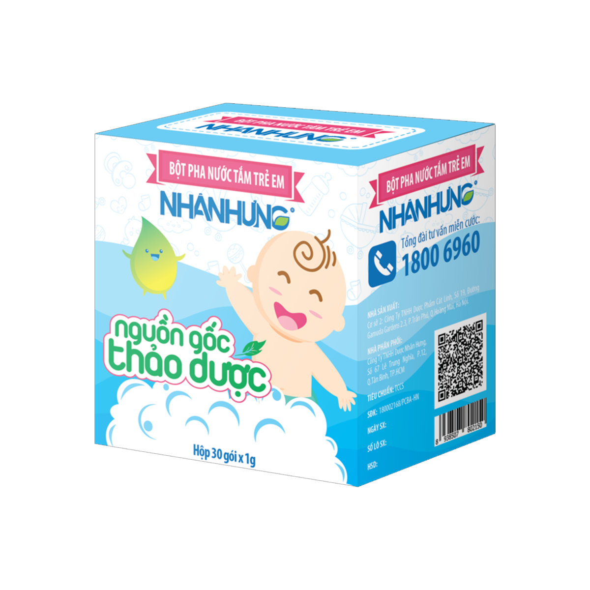 [HCM]Bột pha nước tắm trẻ em Nhân Hưng 30 gói