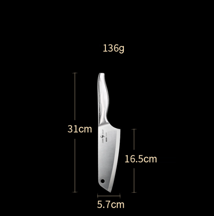 Dao cắt thái inox  cao cấp - 31cm ( lưỡi: 16.5cm) , 136g