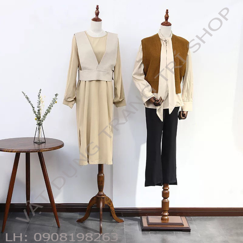 Manocanh Nữ Không Tay Chân Gỗ Nâu