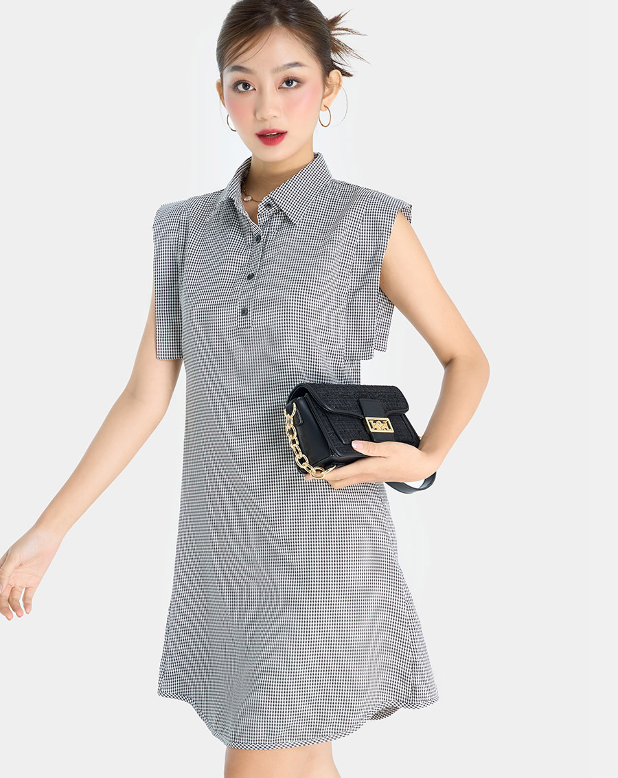 Đầm Mini Nữ Thời Trang JUNO Cổ Sơ Mi Vai Chờm JNDLU046