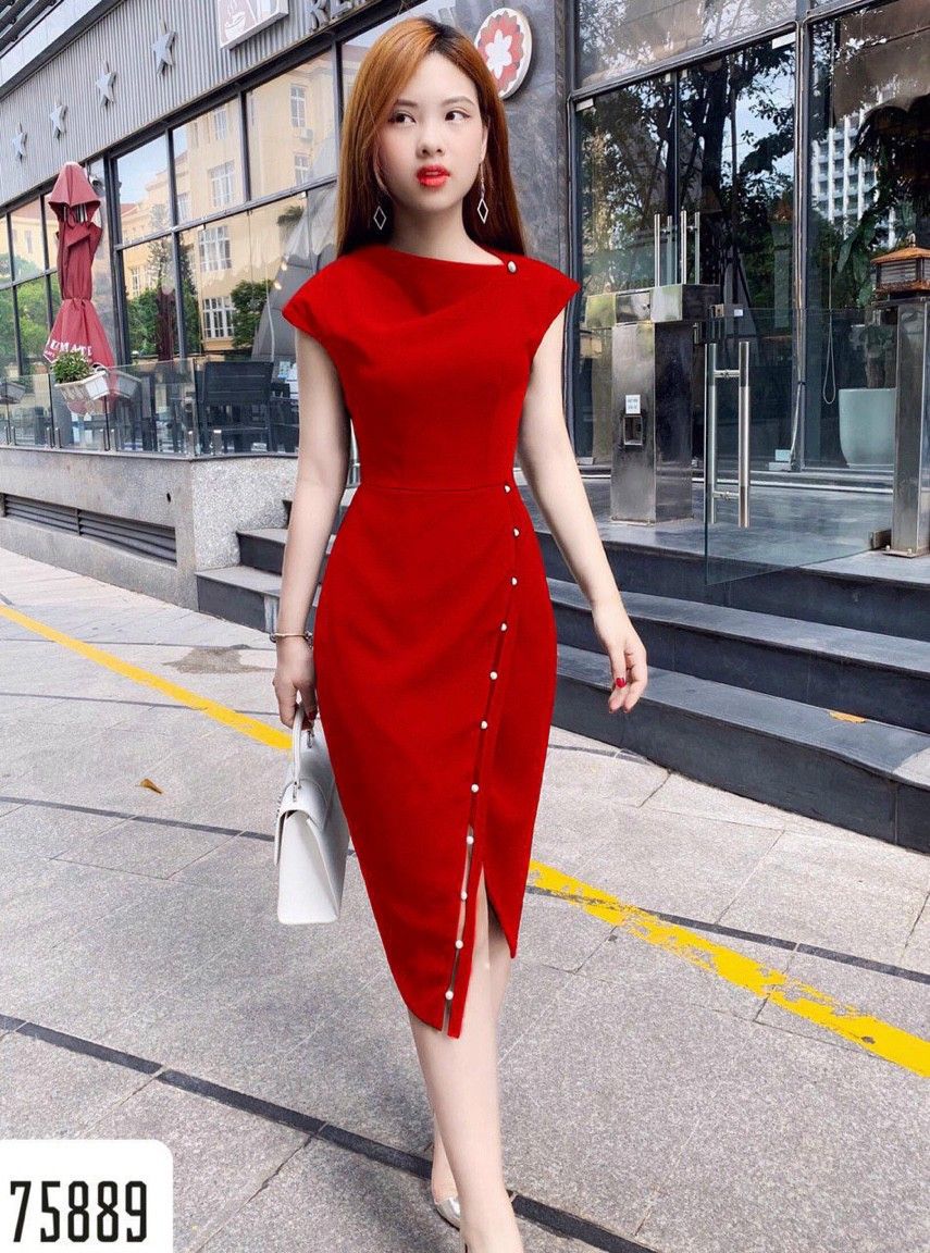 VÁY ĐẦM ÔM BODY XẺ TÀ ĐÍNH NGỌC SIÊU XINH