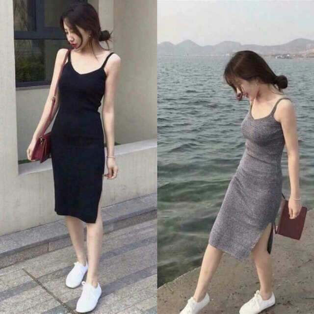 Đầm BODY hai dây màu ĐEN