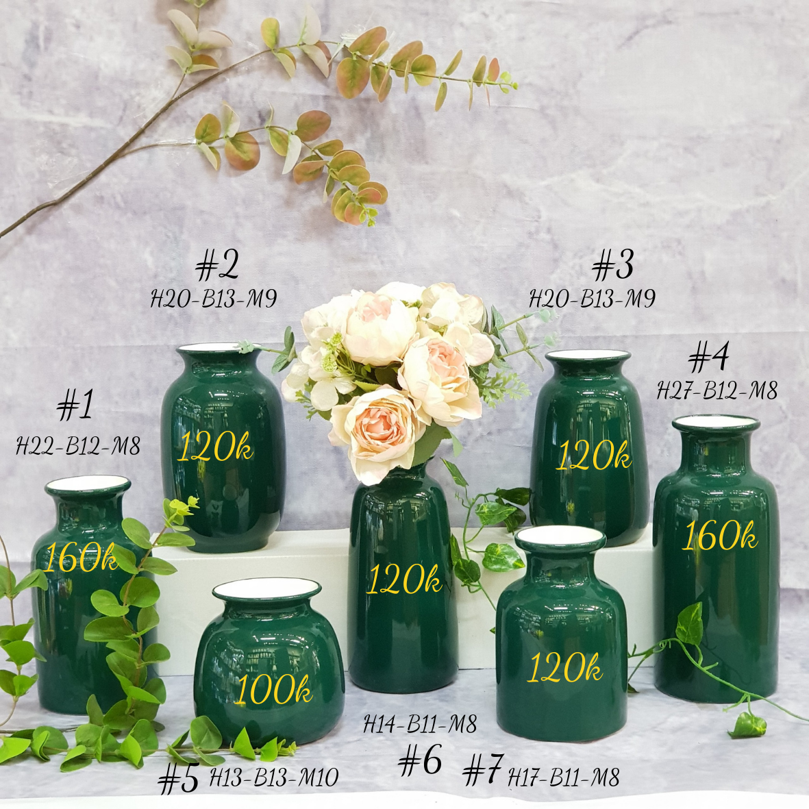 Bình lọ hoa gốm Bát Tràng mầu đỏ xanh vàng