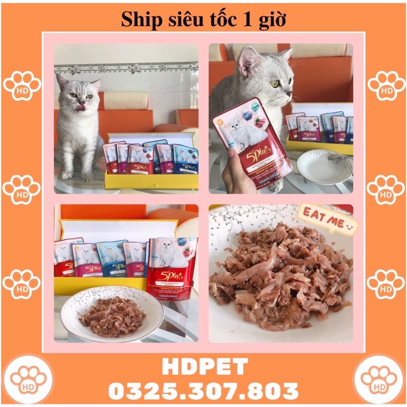 Pate Cao Cấp 5PLUS Premium Happy cho mèo gói 70g thơm ngon Thức Ăn Cho Mèo