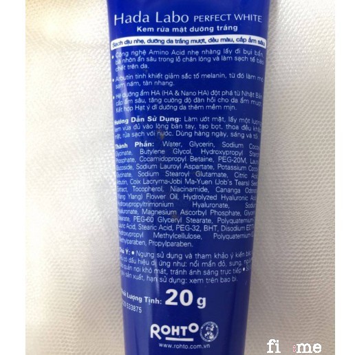 Combo 3 Tuýp Sữa rửa mặt trắng da Hada Labo tuýp 20g